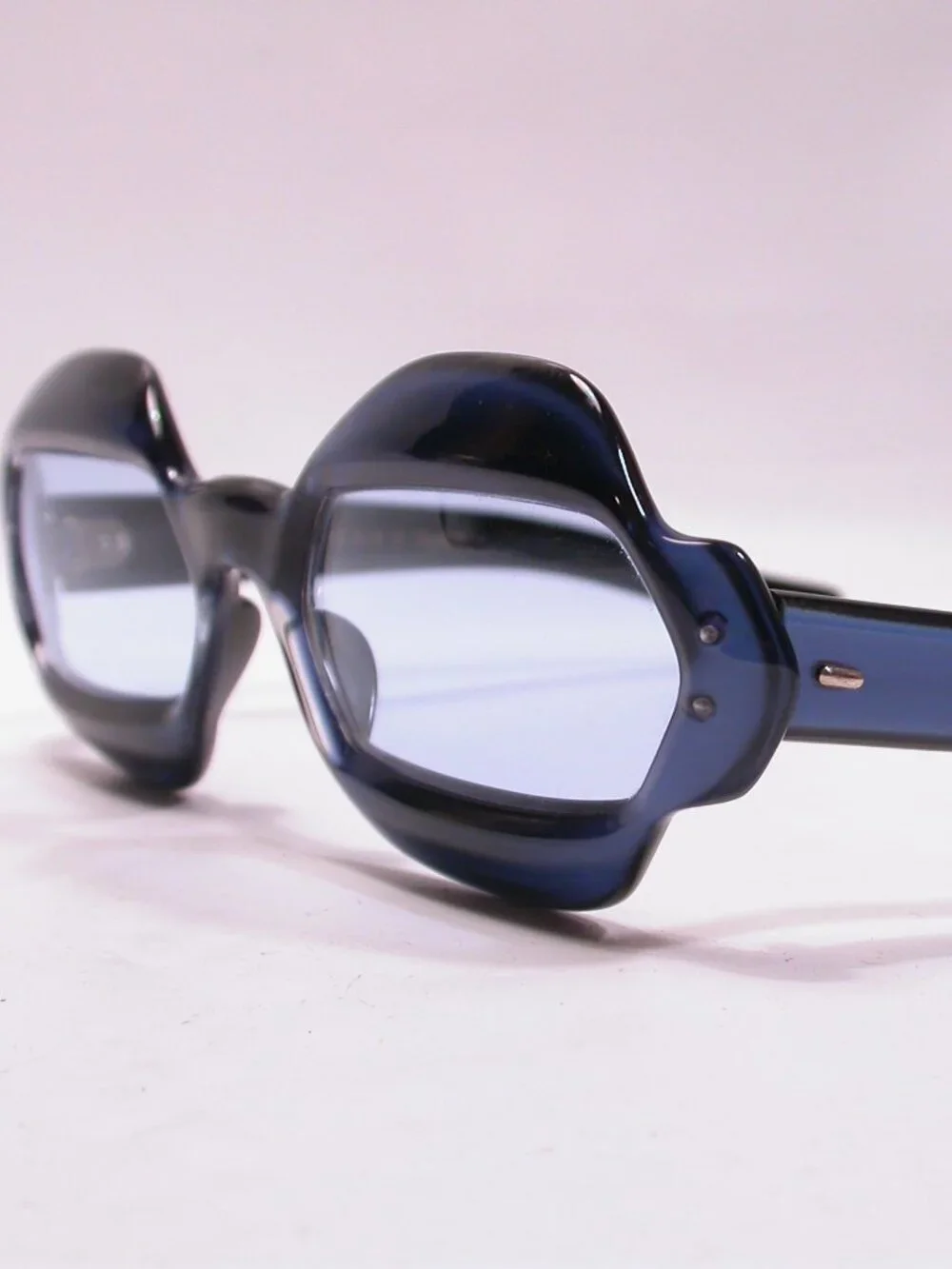 Vintage Mid Century Unusual Blue Pearl Tropic Cal Sunglasses Handmade France